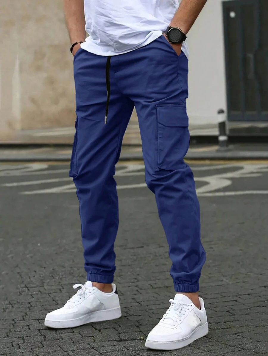 Manfinity Homme Men's Cargo Pants With Slanted Pockets - Navy Blue - View 1