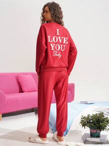 Chillnights Conjunto de pijamas con estampado de palabra en inglés para uso informal para mujeres