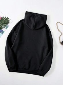 INAWLY Áo hoodie nữ màu đen in chữ cỡ lớn, tay dài, vai rớt, kiểu dáng thường ngày, thích hợp cho mùa thu/đông, áo tay dài, lễ tốt nghiệp, giáo viên, áo chui đầu mùa tựu trường. - màu đen - Xem 2