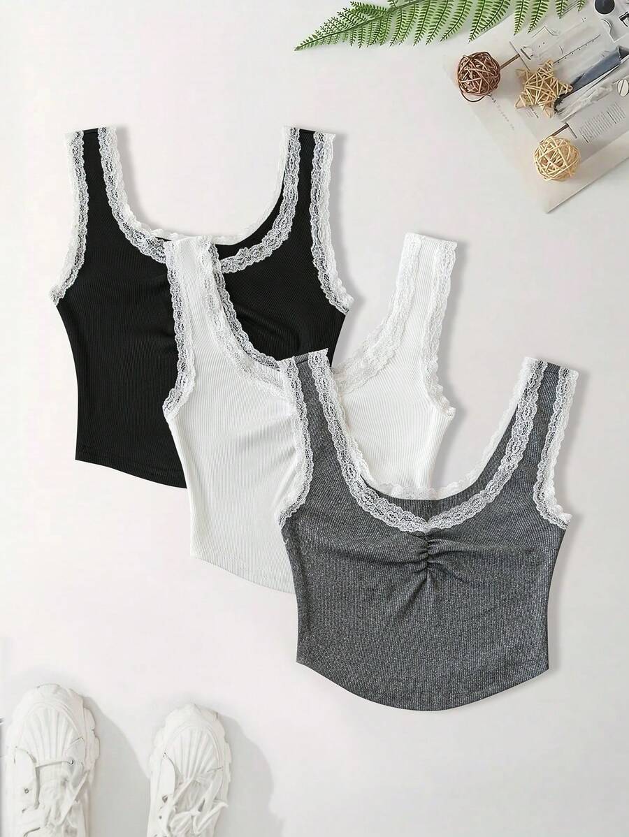 Chiquease Damspets Patchwork Camisole med bred rem, Casual Daily - Multifärgad - Visa 1