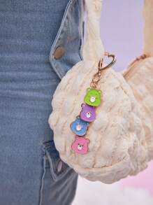 SHEIN X Care Bears Gantungan Kunci Beruang Kartun Aneka Warna 4 Buah, Dekorasi Tas, Hadiah, Hari Valentine - MultiWarna - View 2