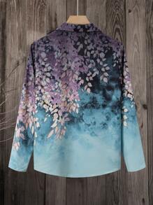 EMERY ROSE Women's Floral Print Single-Breasted Long Sleeve Shirt, Summer,Fall Shirts