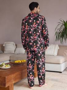 Manfinity ChillVibe Men Floral Allover Print Long Sleeve Loungewear Set - Multicolor - View 6