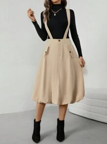 Chiquease Women Casual Midi Hem Suspender Dress