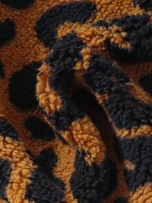 3pcs/Set Tween Girls Leopard Print Fleece Vest, Knit Top And Ruched Leather Skirt Outfit, Fall/Winter - Multicolor - View 8