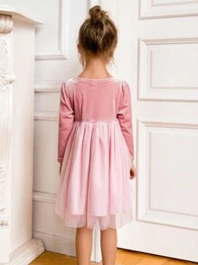 PrepCrw Vestido tejido de manga larga holgado con estilo académico de bloques de color para niñas jóvenes en otoño/invierno, de vuelta al colegio