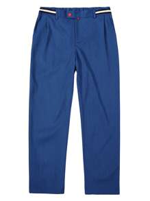 Manfinity Mode Men's Straight-Cut Casual Trouser With Side Pockets - Navy Blue - View 3