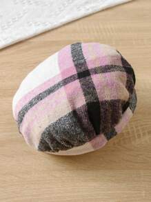 4pcs/Set Young Girls Casual Chic Elegant Mock Neck Long Sleeve Fitted T-Shirt, Elastic Waist Plaid Bow A-Line Skirt, Scarf And Beret Hat Set