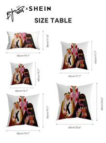 SHEIN X Arab Artists Luxury Fashion Style Double Sided Square Decorative Pillowcase Without Filling, Suitable For Decoration Of Sofas, Living Rooms, Bedrooms, Floors, Benches, Cars, Offices, Coffee Shops, Etc., Pillowcase Will Not Shed Or Ball, Can Be Used Throughout The Year.
