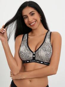 1 件性感豹纹运动瑜伽吊带背心、无缝抹胸文胸、健身紧身网眼内衣套装 - 彩色 - 查看 1