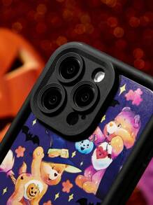 SHEIN X Care Bears Cartoon Bear Pattern Black Phone Case,Compatible With IPhone - Multicolor - View 4