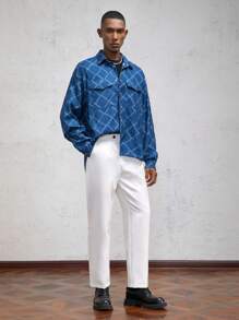 AKNOTIC Business Casual معطف رياضي فضفاض وكاجوال مطبوع، مناسب للخريف والشتاء