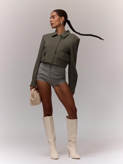 MUSERA Hook And Eye Closure Mini Shorts Y2k 90's Spring Summer