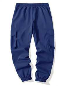 Manfinity Homme Men's Cargo Pants With Slanted Pockets - Navy Blue - View 3