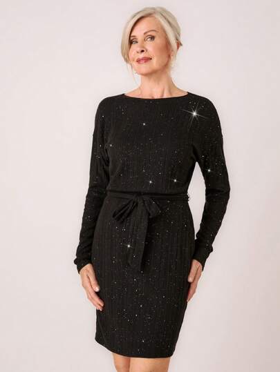 SHEIN LUNE Women Spring/Autumn Fashionable Shiny Mini Dress