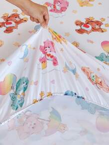 SHEIN X Care Bears 1pc Cute Cartoon Bear All-Over Print Ruffle Trim Fitted Sheet, Gifts,Suitable For Children Single/Double/Queen/King Bed - Multicolor - View 6