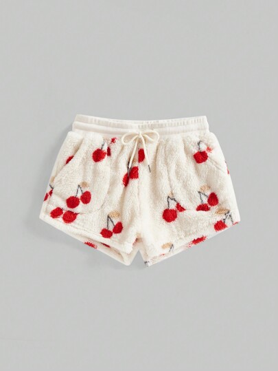 Kawaii Damen flauschige Kirschshorts, Herbst/Winter