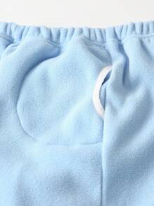 SHEIN Tween Boy Ribbed Fleece Elastic Waist Cuffed Pants Set - Multicolor - View 3