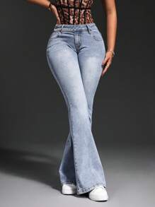 SHEIN SXY Jeans simples avec poches pour femmes, casual pour tous les jours