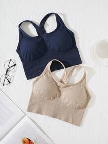 女士 2 件套运动文胸 - 彩色 - 查看 1