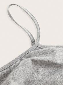 Flirla Bộ 2 món áo hở phía trước tay ngắn màu trơn mùa hè cỡ lớn cho nữ và váy yếm nhún bèo thường ngày - Xám - Xem 3