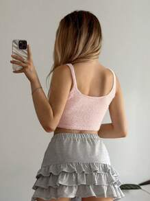 Forever 21 Áo ba lỗ bó sát họa tiết hoa 3D mùa hè cho nữ - trái cam - Xem 2