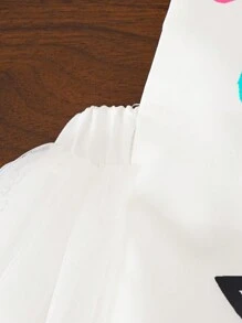 SHEIN Baby Girls Autumn Winter New White Fun Cute Cartoon Cosplay Casual Daily Holiday Bodysuit - Multicolor - View 3