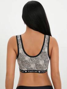 1 件性感豹纹运动瑜伽吊带背心、无缝抹胸文胸、健身紧身网眼内衣套装 - 彩色 - 查看 2