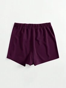 SHEIN Essnce 女士纯色开衩下摆休闲短裙 - 紫羅蘭色 - 查看 2