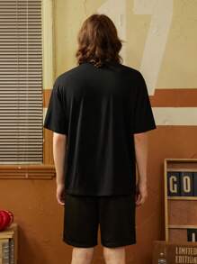 Manfinity Sport Corelite Boyfriend Style Men's Slogan Print Crew Neck Short Sleeve Daily Fitness Sports T-Shirt