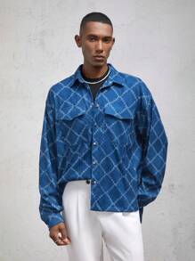 AKNOTIC Business Casual معطف رياضي فضفاض وكاجوال مطبوع، مناسب للخريف والشتاء