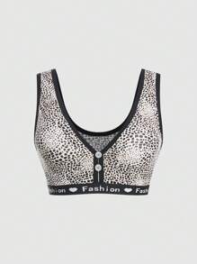 1 件性感豹纹运动瑜伽吊带背心、无缝抹胸文胸、健身紧身网眼内衣套装 - 彩色 - 查看 4