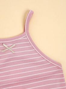Girls' Striped Bow Decor Camisole - Pink - View 5
