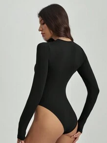 SHEIN Tall Body de mujer de ajuste delgado y liso para primavera - Negro - Ver 2