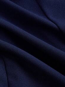 SHEIN MOD Navy Blue Contrast Trim Vintage Style Plus Size Women's Fitted Blazer