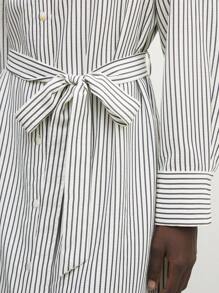 BizChic Striped Patchwork Shirt Wrap Metal Button Decor Midi Dress, Elegant Women's Dress For Christmas, New Year Party, Autumn/Winter,