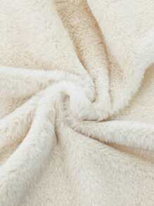 SHEIN SXY 秋季女装；女士休闲纯色蓬松连帽夹克，秋冬；圣诞节； - 杏色 - 查看 6