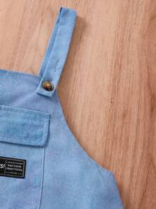 SHEIN Váy thường ngày in hình trái tim cho bé gái tuổi mới lớn, mùa thu - Màu xanh lam - Xem 5