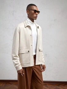 AKNOTIC Business Casual Chaqueta informal de ajuste delgado con cuello vuelto y manga larga para hombres