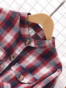 Robe à manches longues avec contraste de carreaux et de maillage pour pre-adolescentes