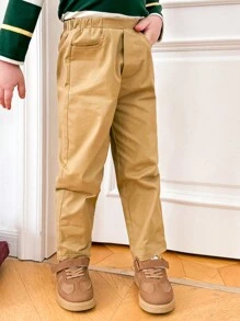 PrepCrw 男童棕色编织松紧腰裤，返校季，秋冬 - 杏色 - 查看 4