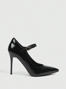 CUCCOO SZL 女士时尚性感高跟尖头细带高跟鞋，经典百搭通勤和派对装秋季新年假期 - 黑色 - 查看 5