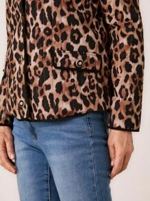 SHEIN LUNE Áo khoác họa tiết da báo thường ngày thu đông dành cho nữ - Nhiều màu - Xem 4