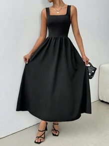 Chiquease Sleeveless V-Neck Ruffled Waist Fitted Mini Dress - Black - View 3