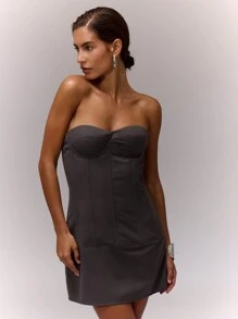 MUSERA Wired Corset Bandeau Short Dress Spring Sexy Cute Summer