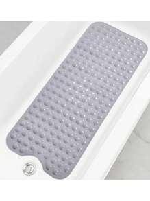 1 pieza Alfombra de baño moderna con diseño texturizado gris, , de PVC suave antideslizante, resistente a la suciedad y fácil de limpiar, con múltiples ventosas y agujeros de drenaje, lavable a máquina, alfombra de baño adecuada para bañera y ducha - Multicolor - Ver 1