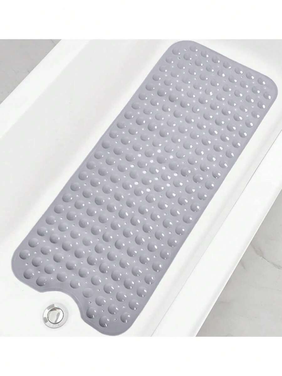 1 pieza Alfombra de baño moderna con diseño texturizado gris, , de PVC suave antideslizante, resistente a la suciedad y fácil de limpiar, con múltiples ventosas y agujeros de drenaje, lavable a máquina, alfombra de baño adecuada para bañera y ducha - Multicolor - Ver 1