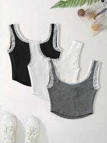 Chiquease Damspets Patchwork Camisole med bred rem, Casual Daily - Multifärgad - Visa 2