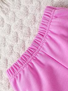 2 pièces/Set Ensemble sweat-shirt et pantalon imprimé floral adorable pour bébé fille, automne hiver - Rose vif - Voir 7