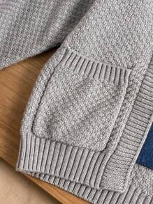 Cardigan ample à col châle et manches longues pour fille préadolescente, style blocs de couleurs, pour l'automne et l'hiver